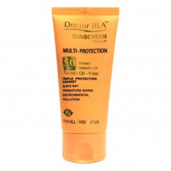 کرم ضد آفتاب دکتر ژیلا SPF50 رنگی فاقد چربی مدل مولتی پروتکشن